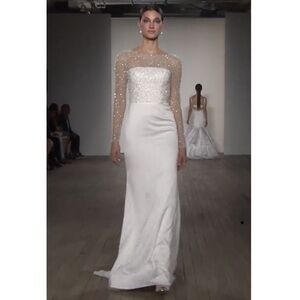 Allison Webb Alexa Beaded Illusion Back Silk Organza Wedding Gown NWT Size 8